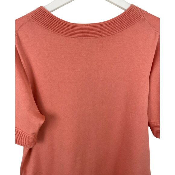 Pendleton Womens Coral Knit Top W/ Ribbed Details & Keyhole Neckline XL Petite - Picture 5 of 7